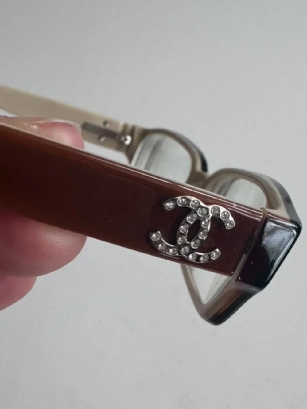 CHANEL eyewear Classic Rectangular w/ Rhinestone CC logo and Case